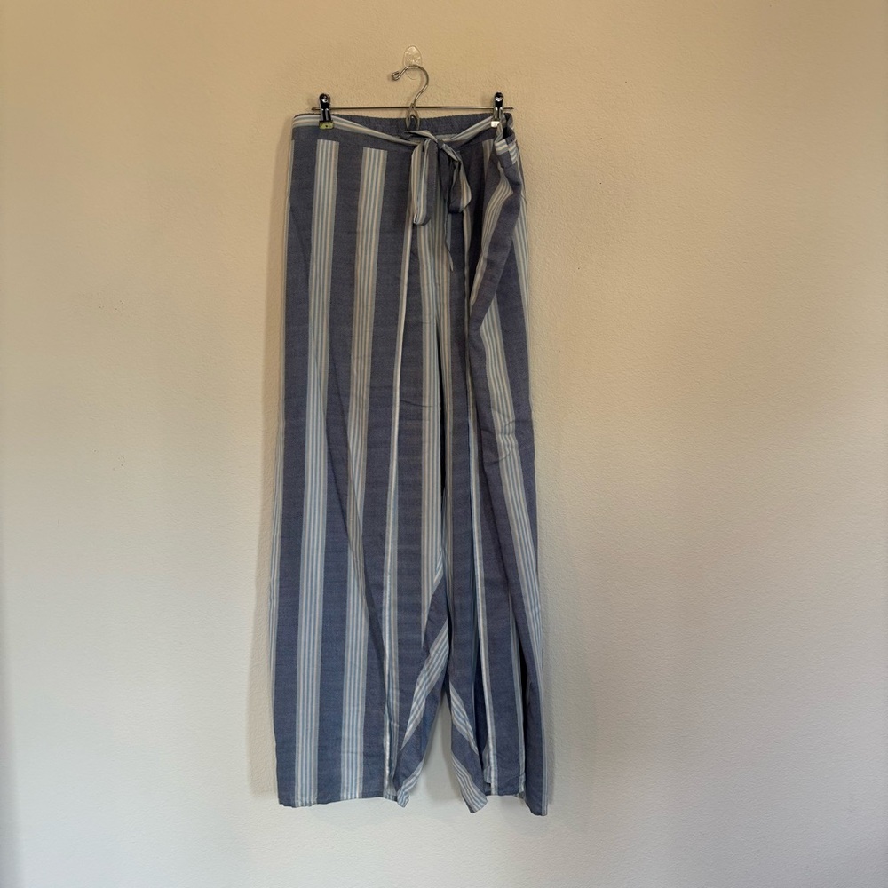 Summersalt Easy Breezy Eco Voile Wrap Beach Wide Leg Pants Blue - Picture 2 of 8
